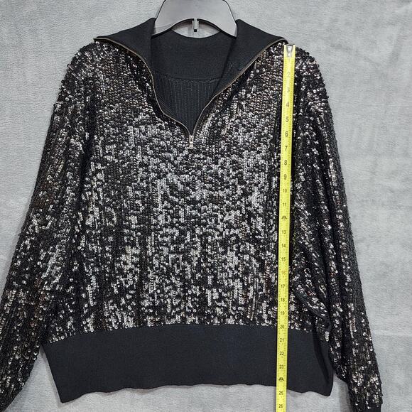 J.Crew Collection Sequin Reversible Zip-Up Turtleneck Sweater Black 3X - Picture 8 of 10